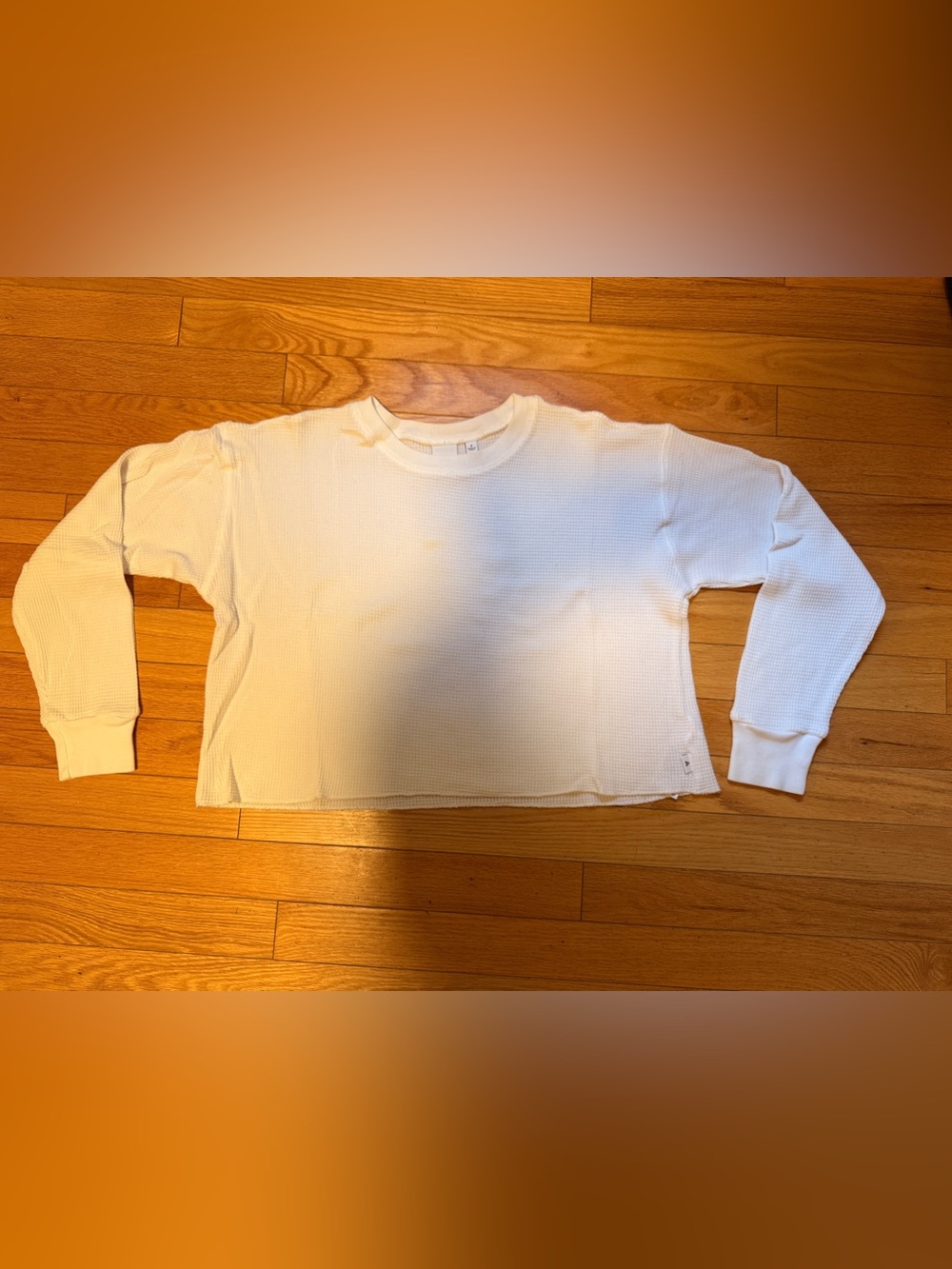 TNA aritzia white thermal cropped longsleeve top